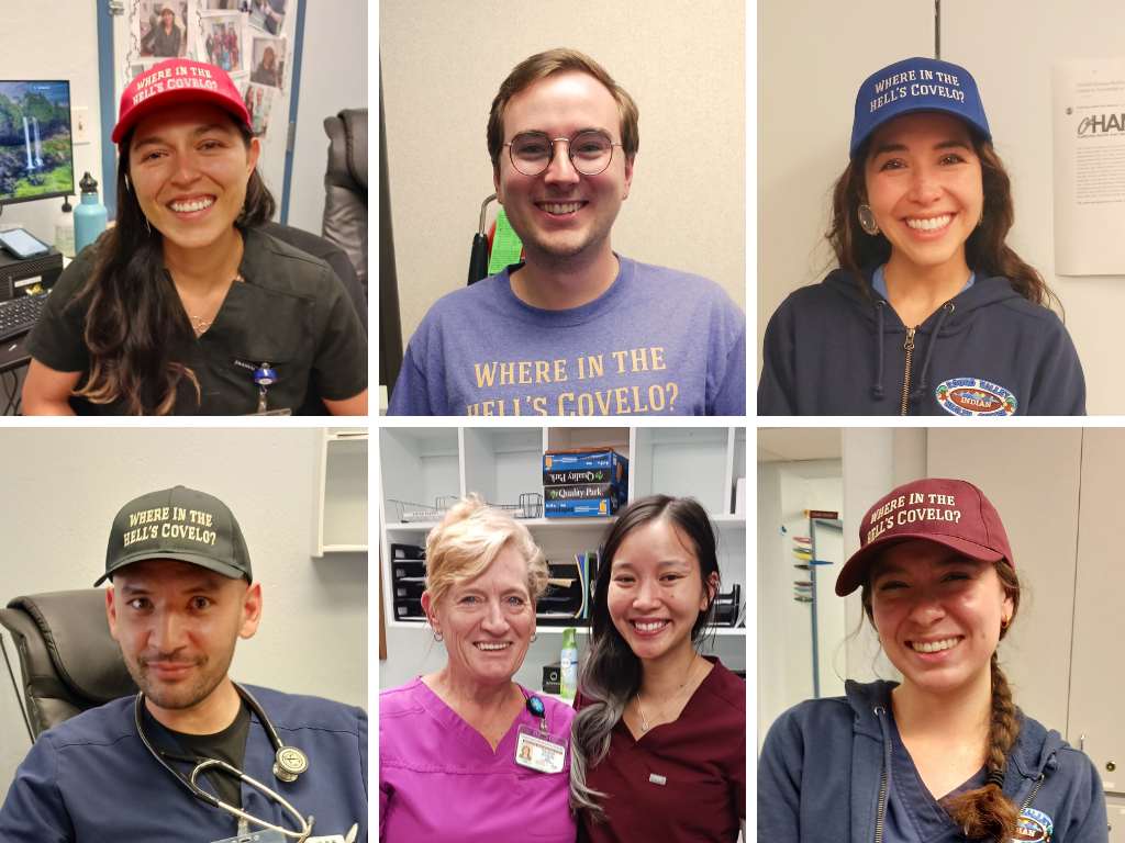 A composite photo shows, at top, left to right, Natalie Lopez, Riley Reed, and Vanessia Dudley; and at bottom, left to right. Joe Tragesser, RVIHC Clinical Manager Rose Abono and Vy Tran, and Natalie Jimenez.