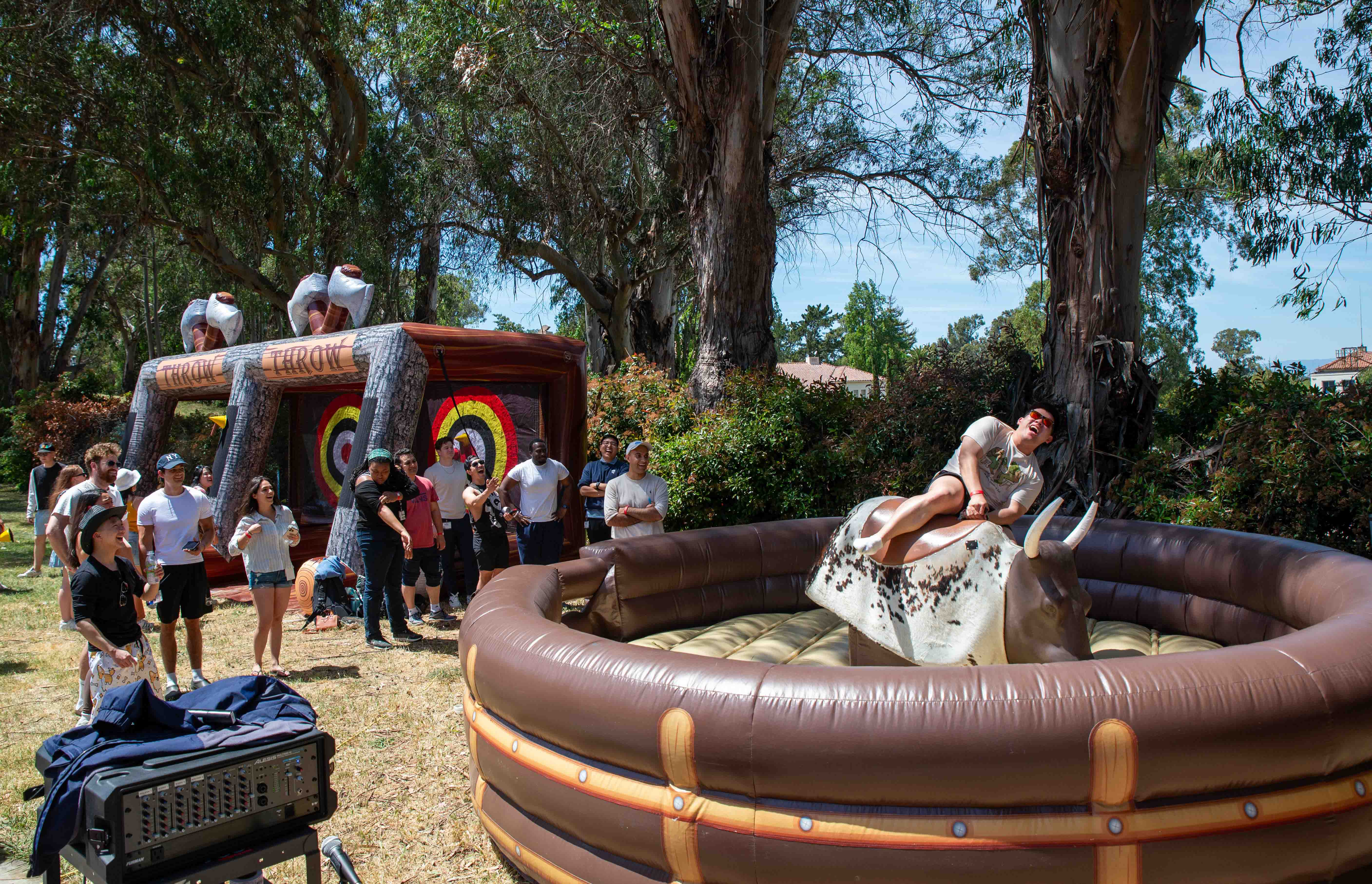 Students celebrating with games during the end of year party